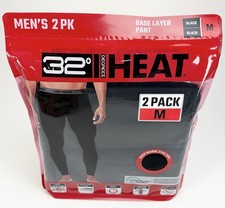 NEW Men's 32 Degrees Heat Pants 2 Pack Black Base Layer Wicking Anti Odor Medium