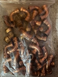 Lote de trabajo de codos de ángulo de 90° Push Fit de cobre Tectite Sprint 15 mm. TT12/TT090