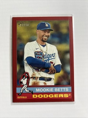 Mookie Betts 2025 Topps Heritage #487 Red High Numbers Dodgers SP a06