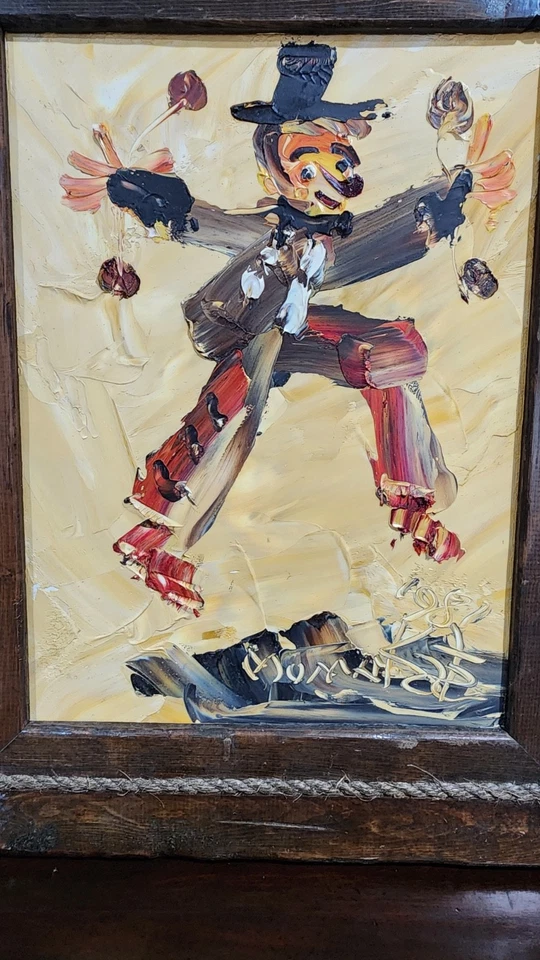 1981 Morris Katz Signed Original Oil Painting Clown Impasto Palette Knife - Image 3 of 4