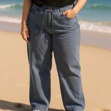 J. Jill Denim Wide Leg Pants Womens Sz 16 P Blue Cotton Tencel Drawstring Waist