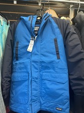 Lands' End Unisex Kids Insulated Parka Coat Zip Blue/Black Colorblock S