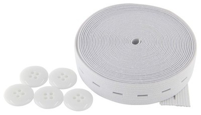 Flat Sewing Band Spool Buttonholes Elastic Stretchable White 3/4 Inch 5 Yd