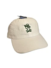 NWT Gelante White Cotton Ball Cap with Embroidered Frog with Sunglasses OS