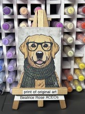 ACEO Original Painting PRINT Dog Labrador 2.5in x 3.5in Beatrice Rose ACEOs