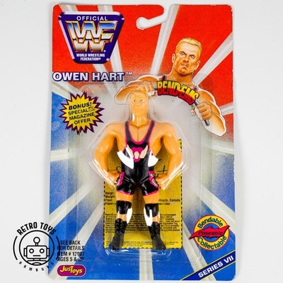 Owen Hart WWF Bend-Ems MOC JusToys 1990s Vintage Wrestling Figur