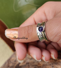 Amethyst Ring, Spinner Ring, 925 Sterling Silver, Meditation Ring, Gems All Size