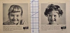 Tonette Permanent School Girl Curls Before After Matched Vintage Print Ads 1960