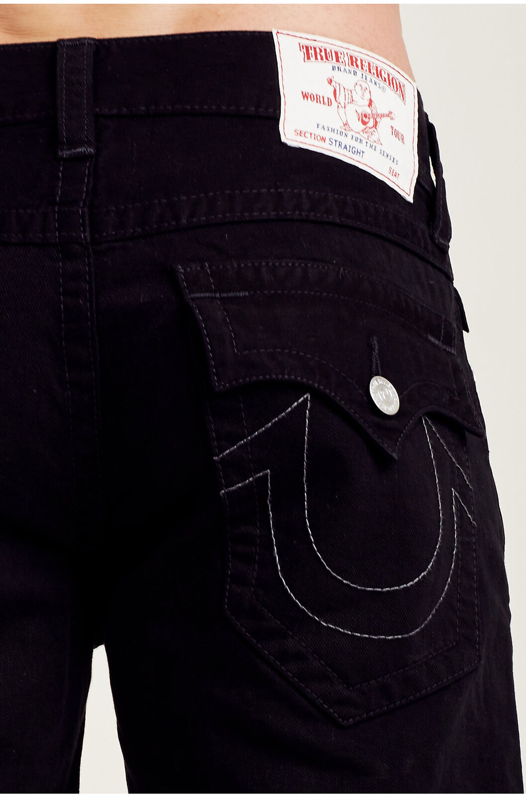 true religion jeans black with white stitching