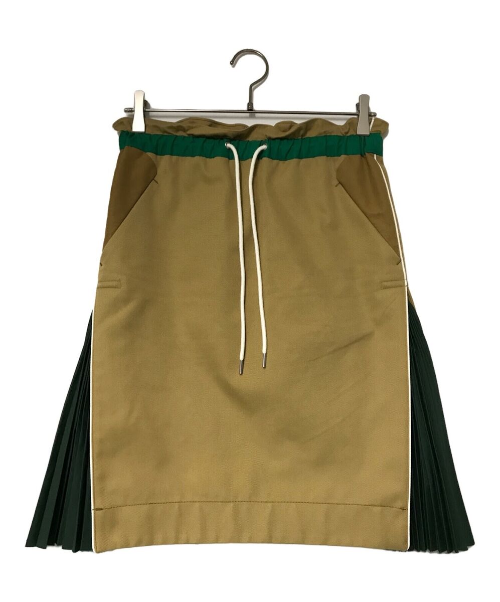sacai Side pleated skirt Beige x Green Outer: 73% cotton, 27 sacai Side pleated skirt Beige x Green Outer: 73% cotton, 27