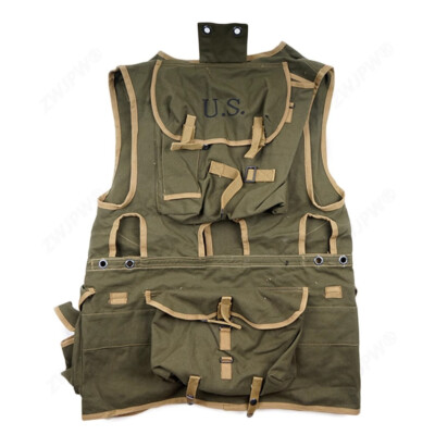 WW2 US Army D-Day Assault Vest Replica Khaki Army Green 1944