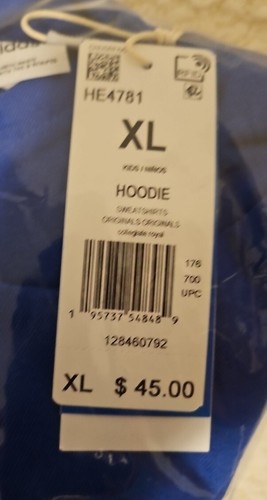 Adidas Adicolor Blue Trefoil Hoodie Boys XL - NEW French Terry - Picture 7 of 8