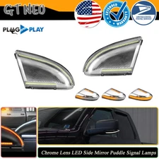 For 09-18 Dodge Ram US Chrome LED Side Mirror Puddle Lights Signal Dynamic Kit