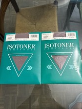 Lot of 2 Vtg Isotoner Pantyhose Silky Sheer Control Top Sandalfoot Sz 1 Taupe