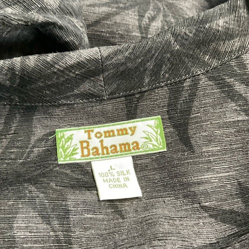Tommy Bahama 100% Silk Black Tropical Leaf Print Shirt Size L - Picture 2 of 11