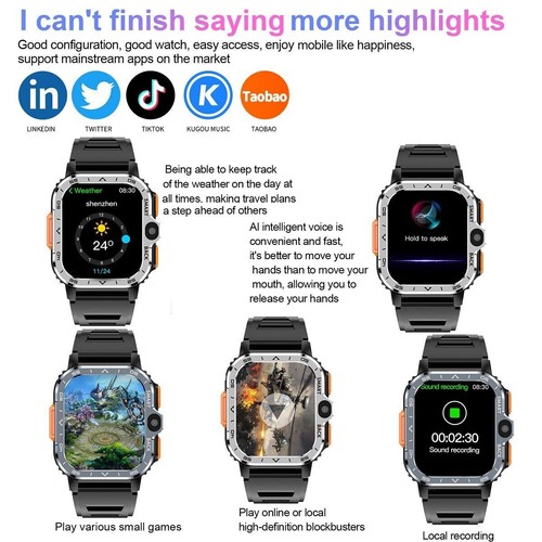 2.03" Większy ekran 4G Smart Watch PGD 6GB + 128GB Pulsometr Dual 2025 - Zdjęcie 17 z 27