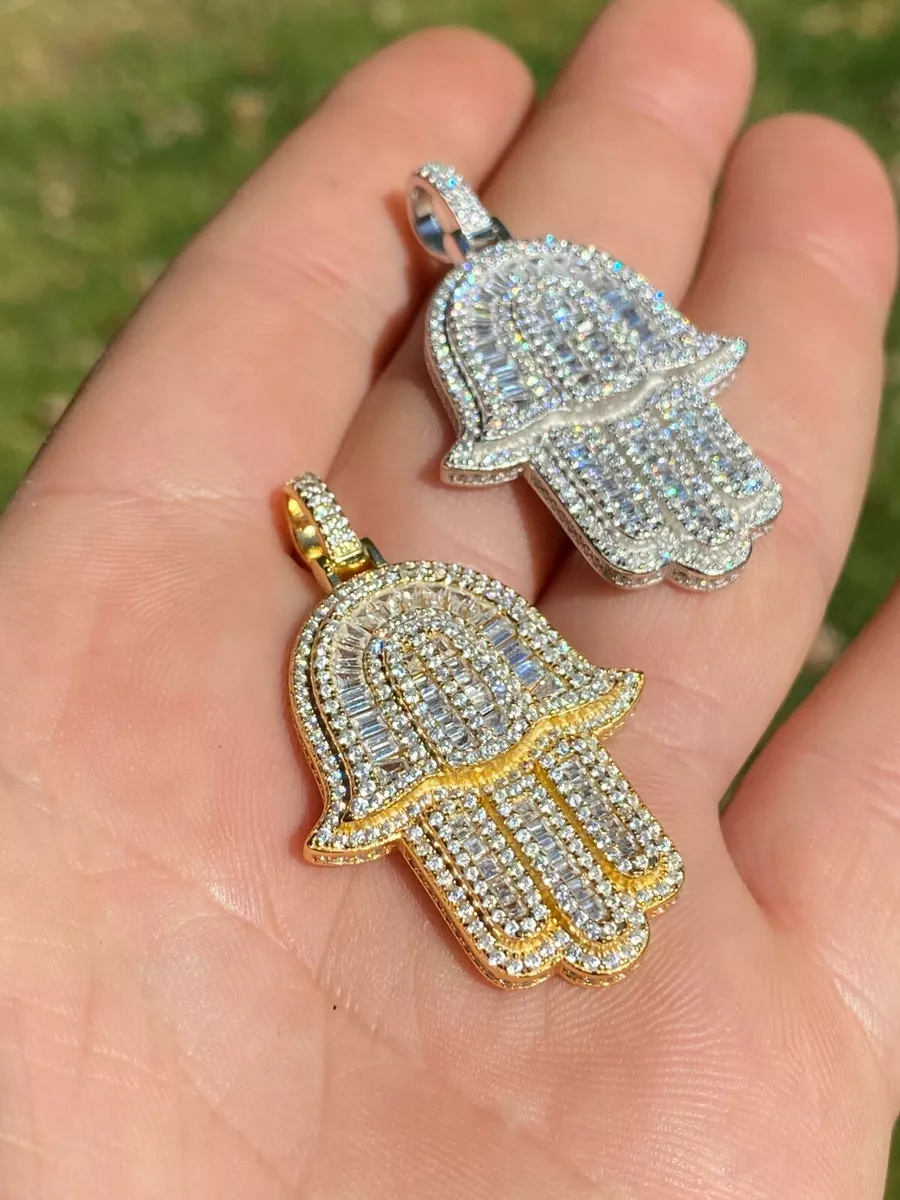 Iced out hamsa pendant sale