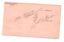 Jiro Fujikura & Emmanuel du Plaix Signed Page Wimbledon 1934 Autographed Tennis