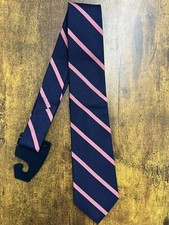 Brooks Brothers Navy Blue with Pink Stripes 100 Silk Boy's Necktie 44"