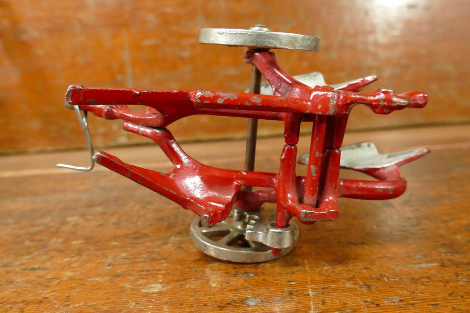 Vintage Arcade Oliver Cast Iron Plow Nickel Plated Wheels Original