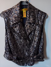 Catherine Malandrino, Multicolor Sequin Moto Vest Size 4, W/ Tag