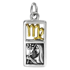 Virgo Sign Sterling Silver Zodiac Pendant Charm Astrology Gold Plated Jewelry