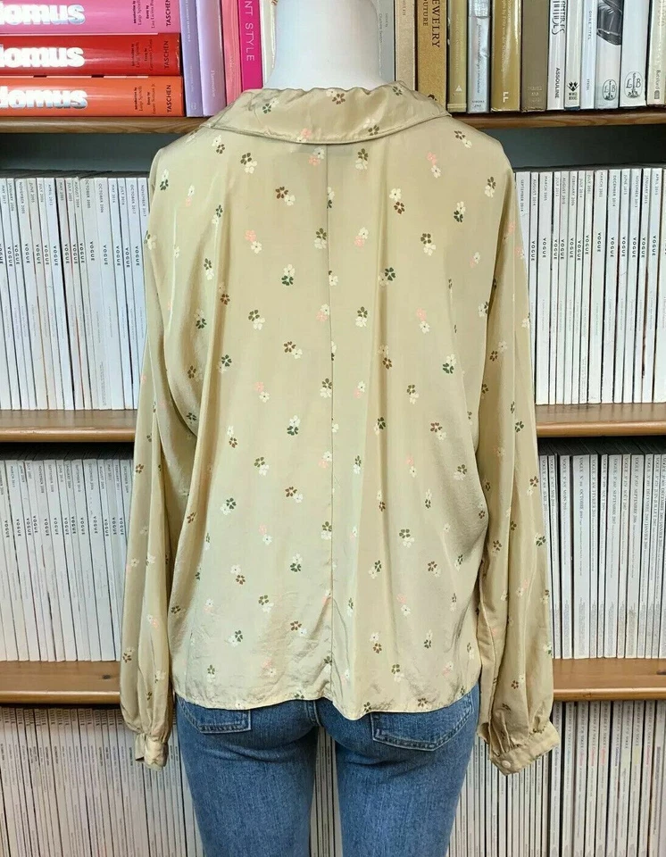 Blusa Top Estampado Floral Seda Vintage Años 70 Años 80 Geoffrey Beene Damas Reino Unido 10 12 Foto 3 de 4