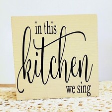 Handmade Tiered Tray Decor/Mini Wood Sign/In This Kitchen We Sing Home Decor