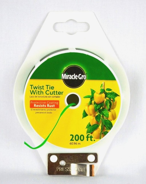 6 Rolls Miracle Gro Green Garden Plant Vegetable Twist Tie W Cutter 200