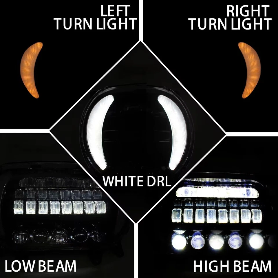 Faro LED DRL para Harley Road Glide 2015-2020 con señales de giro luz de circulación Foto 4 de 4