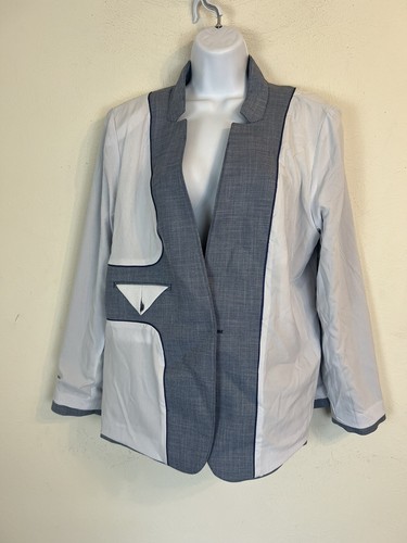 Women's Gray Talbots Clergy Neck Blazer. 14. 65% Polyester/ 33% Viscose/ 2% Span - Picture 11 of 18