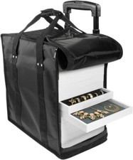 Black Trolley Case on Wheels, Holds 14Pcs/ 1" Tall Trays