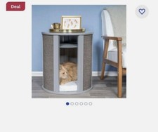 THE REFINED FELINE Purrrrfect End Table Cat Bed Cave in Smoke Gray
