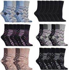 New Ladies Gentle Grip Bamboo Blend Non Elastic Socks UK Size 4-8 / 3 Pair Pack