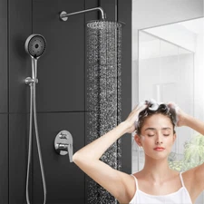 All Metal 10in Rainfall Shower Head w/ 3-function Handheld Rain Showerhead Combo