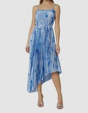 395 Milly Women's Blue Irene Waterlily Midi Dress Size 8