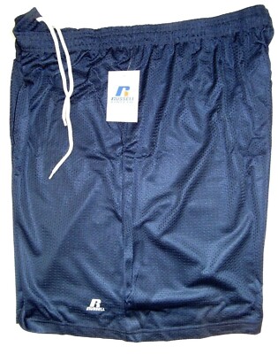 RUSSELL Men's Navy Lined Mesh Shorts  NO POCKETS Sz Sm, Med, 5XL, 6XL
