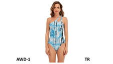 Lucky Brand Beach Wave Asymmetrical One-Piece Swimsuit Bikini, Multi, Small