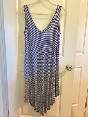 Sleeveless Navy & White Striped Dress, Women's Size Large