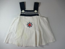 Vintage 80s Nautical Sailor Dress Baby Girl Size 24 Months Sundress Summer