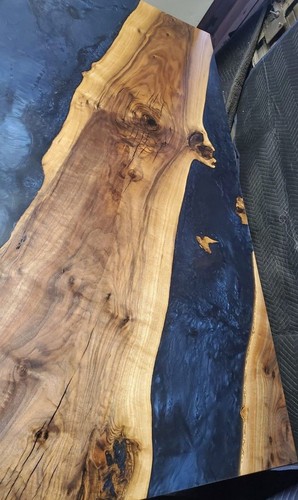 72 Zoll x 36 Zoll maßgeschneidert schwarz Epoxidharz Holz Fluss Stil Center Esstischplatte - Bild 3 von 3