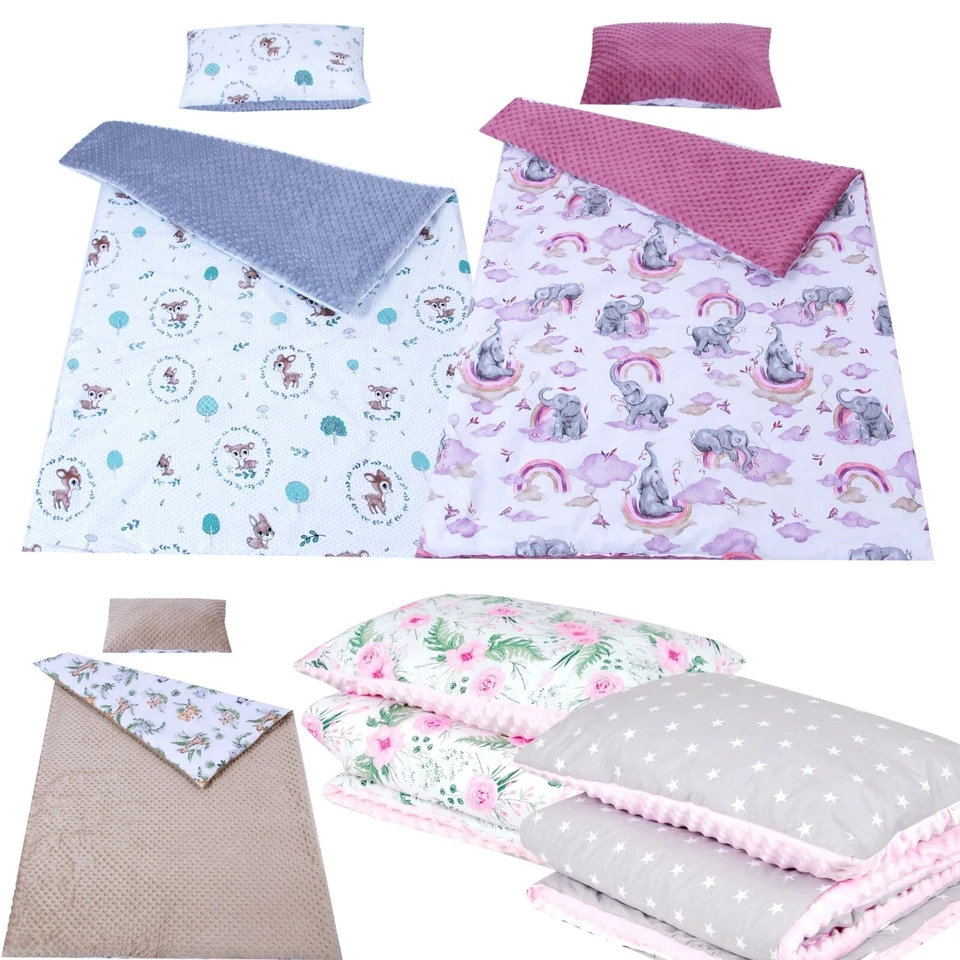 BABYLUX Kuscheldecke 100 x 150 cm + Kissen Decke Babydecke Kinderdecke MINKY XXL