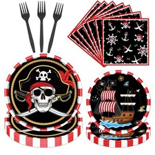 Gameza Pirate Party Decor 96PCS Disposable Plates Napkins Tableware A012005-Game