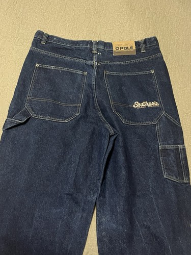 Pantalones de mezclilla de carpintero vintage South Pole talla 38 PESADOS pierna ancha holgados hip hop Y2 - Imagen 14 de 20