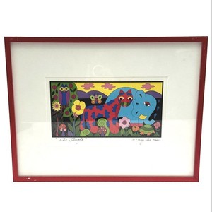 Holly Sue Foss Signed Print "The Jungle" Whimsical Animals Framed Folk Art