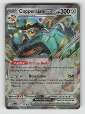 copperajah pokemon card price 2023 Paldea Evolved # 150 ex Double Rare Collectible Craze America Colorless Wrack Down (180) Weakness Fire 2 Resistance Grass Copperajah ex #150 Prices |