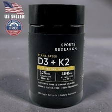 Sports Research Plant Based D3  K2, 5000 IU, 100 mcg As MK-7  160 Softgels