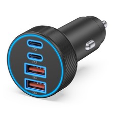 USB C Car Charger, 4-Port 90W Super Fast Charging Cigarette Lighter Adapter