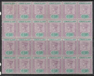 Leeward Islands 1890 SG 1 Block of 24 small tear on perf, Block of 24 MNH (3hgb)
