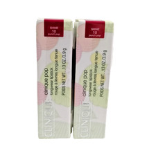 Image of Clinique Pop Longwear Lipstick 2 x 3.9g Shine Finish Shade 10 Punch Pop New